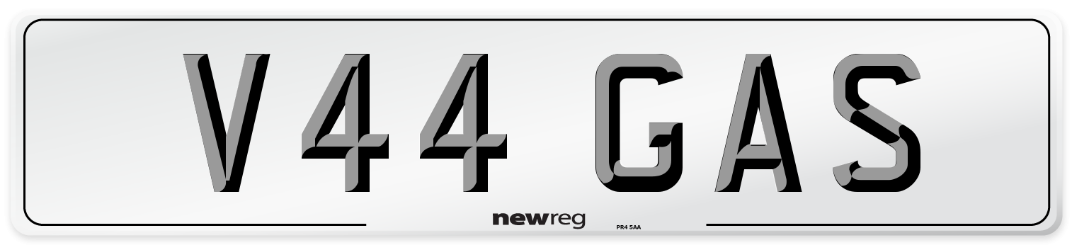 V44 GAS Number Plate from New Reg